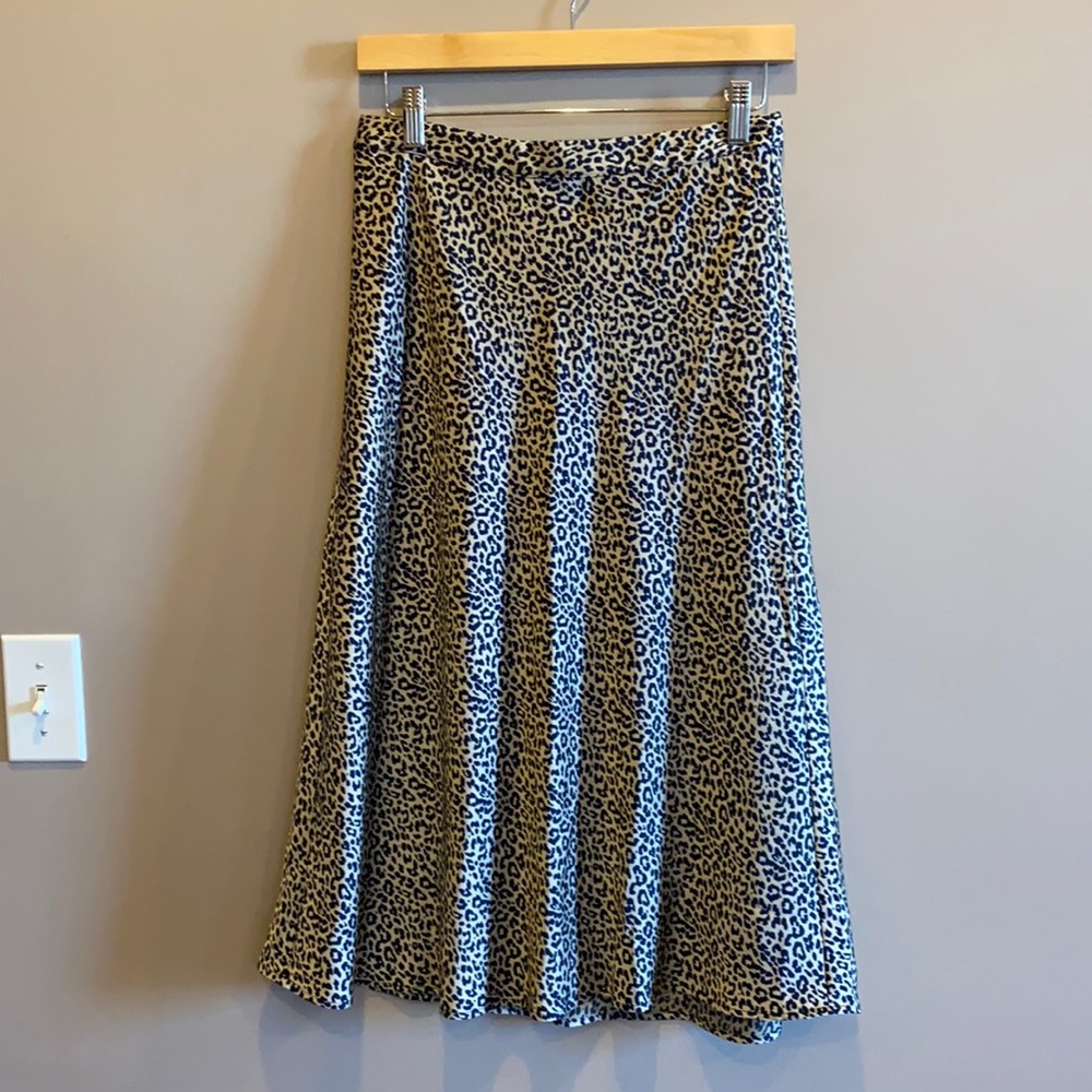 NWOT J Crew Silky Leopard Print Midi Skirt